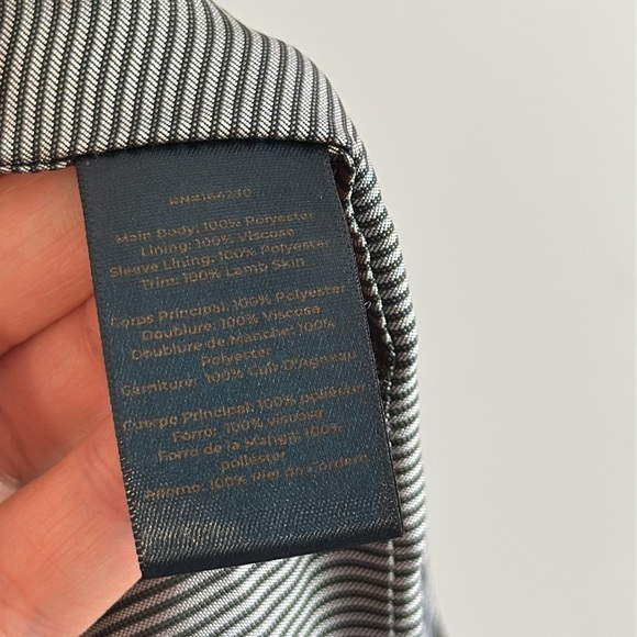 OTD Black And White Faux Fur Jacket With Lamb Leather Trim Size L - Picture 12 of 14